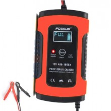  Зарядное устройство для автомобиля и мотоцикла FOXSUR 12V 5A импульсное зарядное устройство с  ЖК-дисплеем Красный