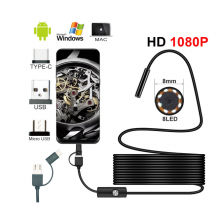 Эндоскоп JCWHCAM Камера 1080P HD USB 8 LED 2 м. кабель водонепроницаемый USB/Micro USB Эндоскоп JCWHCAM Камера 1080P HD USB 8 LED 2 м. кабель водонепроницаемый USB/Micro USB