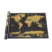 Скретч карта мира Deluxe World Travel Map  в тубусе черная  82,5 x 59,4 см