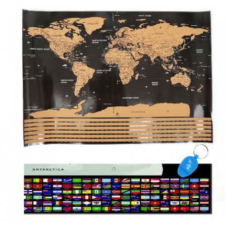 Скретч карта мира Deluxe World Travel Map  в тубусе черная  42 x 30 см