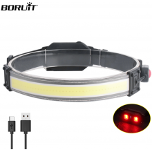 Cветодиодный налобный фонарь BORUiT YHX-1419 COB LED LI-Polymer 1200 mAh USB Type-C красный свет Головной фонарь для охоты, кемпинга, рыбалки 