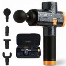 Массажер Антистрес триггерных точек терапевтический перкуссионный Phoenix A2 Digital 4 насадки Черный