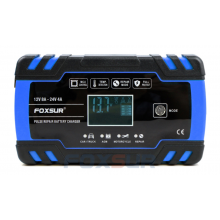 Зарядное устройство для автомобильного аккумулятора Foxsur 12V-24V 8A (подходит на свинцово-кислотные и гелиевые АКБ) Синий FBC122408D Зарядное устройство для автомобильного аккумулятора Foxsur 12V-24V 8A (подходит на свинцово-кислотные и гелиевые АКБ) Синий FBC122408D