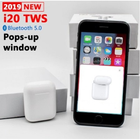 Беспроводные Bluetooth наушники HBQ i20 TWS 3D Stereo NEW 2019 белые с функцией беспроводной зарядки