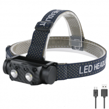 Cветодиодный налобный фонарь BORUiT B35 XM-L2 + 2*COB Датчик движения LED USB-подзарядка для охоты, кемпинга, рыбалки